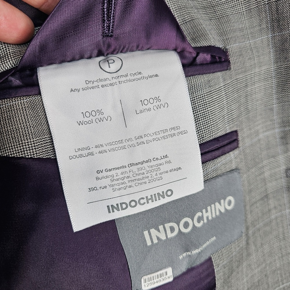 Indochino Suit Mens Sz 42R Pants 34x31 Houndstooth Glen Plaid Check 100% Wool - Picture 10 of 16